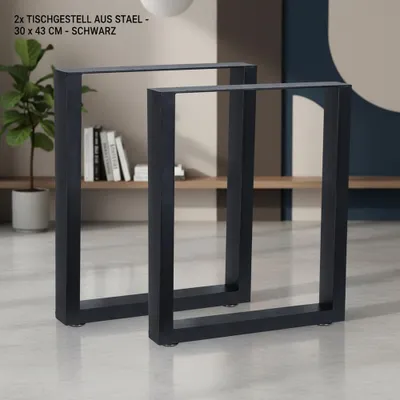 Zdjęcie produktu dla Podstawa stołu 30x43cm Nogi meblowe Czarne Nogi stołowe Przemysłowe prowadnice do ławek Stalowe