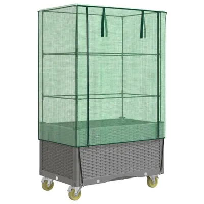 Produktbild von vidaXL Hochbeet mit Aufsatz und Rollen Rattan-Optik 80x50x182 cm
