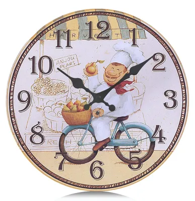 Immagine prodotto di Orologio da parete retrò, 34 cm - Orologio analogico vintage con numeri arabi, ideale per la cucina