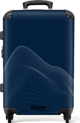 Produktbild von NoBoringSuitcases.com Hartschalen Koffer Mittelgroß 67x43x25 cm, 72L, Abstrakte Drucke für Männer: Blau mit abstrakten Wellenlinien, Reisekoffer mit 4 Rollen