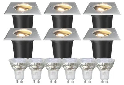 Produktbild von Ledvion 6er Set LED Bodenstrahler Außen IP67 3W 230V 345Lm 2700K GU10 weiss