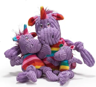 Produktbild von HuggleHounds Hundespielzeug Rainbow Unicorn Knottie, Größe: L