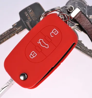 Produktbild von Auto Schlüssel Silikon Schutz Hülle Rot kompatibel mit Audi A4 B6 A3 8L A6 C5 A2 K 3 Tasten Klappschlüssel