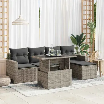 Obrázok produktu pre Maison Exclusive - 6-dielna záhradná sedacia súprava s podložkami polyratan sivá
