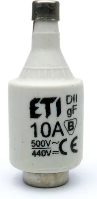 Image de Fusible Topique DII GF 10A - 500V - Protection Électrique - Sécurité Domestique