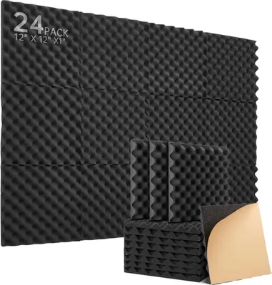 Productafbeelding van Famanu akoestisch schuim, zelfklevend, 12 stuks, 30 x 30 x 25 cm - Geluidsabsorberende panelen voor studio's en woonkamers