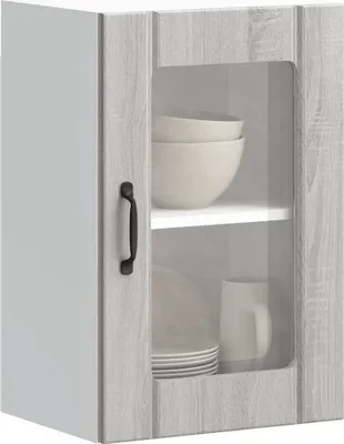 Produktbild von Hochwertig Küchen-Hängeschrank mit Glastür Lucca Grau Sonoma 853773