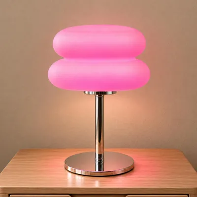 Produktbild von LED-Nachttischlampe dimmbar, USB-Tischlampe mit 3 Lichtfarben, kuppelförmige Tischleuchte, Retro-Dekotischlampe für Schlafzimmer und Wohnzimmer, Rosa