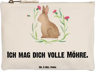 Produktbild von Mr. & Mrs. Panda Waschtasche Hase Sitzen Grösse XL Große - Weiß - Geschenk, Osterhase, Pouch, Kulturtasche, Make-Up Tasche, Ostergrüße, Kaninchen, Liebe, Frohe Ostern