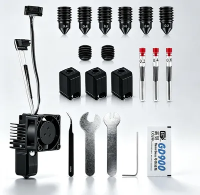 Hotend Set für P1P/P1S, 40-teilig, gehärtete Stahldüsen 0,2/0,4/0,6 mm