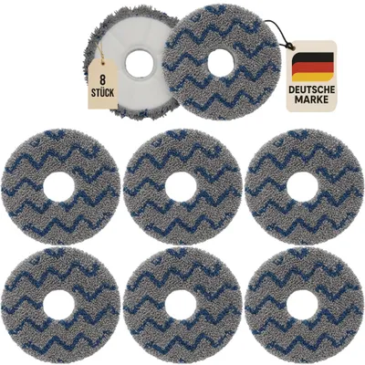 Produktbild von Set mit 8 waschbaren Reinigungstüchern für Saugroboter – Wiederverwendbare Wischtücher