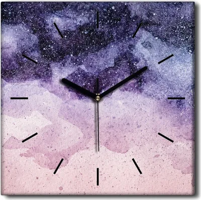 Produktbild von Coloray Uhr auf Leinwand 30x30 cm Wand Uhr Dekoration Wohnzimmer Segeltuch schwarze Hände -Aquarelle Abstraktion.