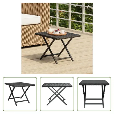 Obrázok produktu pre The Living Store Skladací stôl Black 45x35x32 cm Poly Rattan