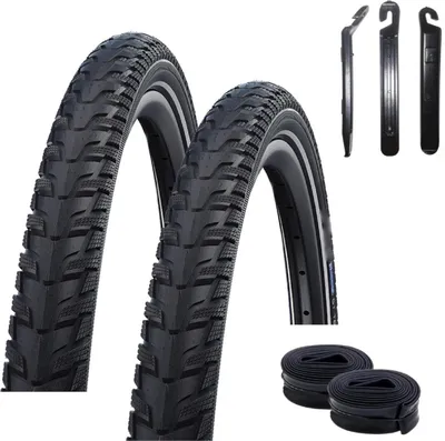 Produktbild von 2 x Schwalbe Energizer Plus Tour Performance E-50 E-Bike-Reifen Schwarz/Reflex 28 x 1,40 (37-622) + 2 x DV17 inkl. Reifenheber