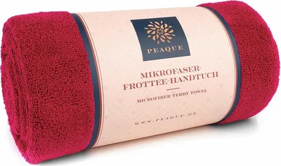Produktbild von Mikrofaser-Handtuch mit Frottee-Struktur, 2er Set, Rot, 200x100 cm, Saunahandtuch, Badehandtuch, saugstark, schnelltrocknend, kompakt, antibakteriell