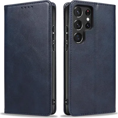 Produktbild von Handyhülle für Samsung Galaxy S23 Ultra Kunstleder Flip Cover Hülle Handytasche Case Kartenfach Farbe: Blau