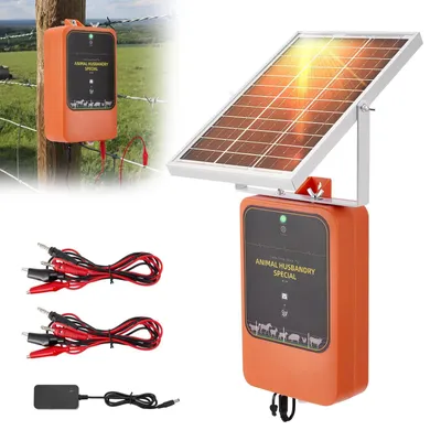 Zdjęcie produktu dla Elektryczny pastuch solarny – pastuch pastwiskowy – zasięg 10 km – 1,2 J – IP65 – 12 V DC – regulowany – pomarańczowy