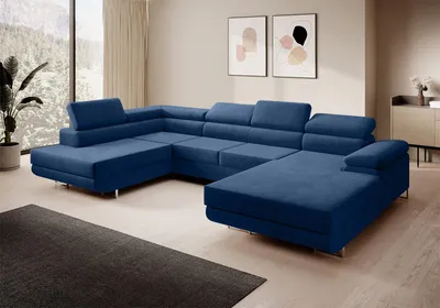 Produktbild von Ecksofa MARGO U- Form, moderne Couch mit Schlaffunktion, verstellbare Kopfstützen, zwei Bettkästen, große Polstercouch – Kronos 09