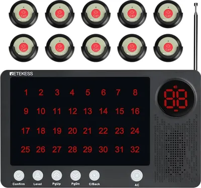 Produktbild von Retekess TH107 Pager Rufsystem, Drahtlose Pager System für Senioren, Caregiver Pager, 300m Rufweite, 10 Sprachen, IP67 wasserdicht，für Krankenhaus