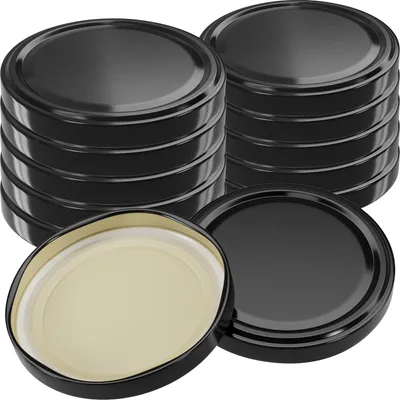 Produktbild von WELLGRO 100x Einmachdeckel TO82 - schwarz - Twist-Off-Deckel