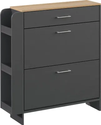 Obrázek produktu pro Botník Vicco Movino Antracit/dub 88.4 x 101.6 cm S otevřenými a uzavřenými přihrádkami, Model 58302
