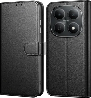 Produktbild von Hülle für Xiaomi POCO M8 5G - Schwarze Brieftasche Klappe Magnetisiert Aufbewahrung Karten Handyhülle Phonillico®