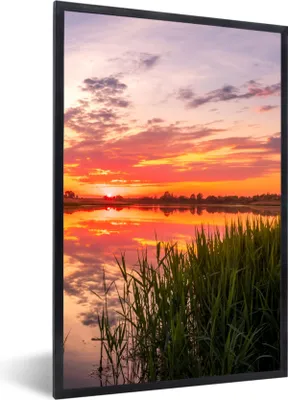 Produktbild von MuchoWow® Gerahmtes Poster Wasser - Luft - Natur 40x60 cm - Poster mit Schwarzem Bilderrahmen Wandposter Rahmen Foto Bilder - Papierdruck - Wandbilder