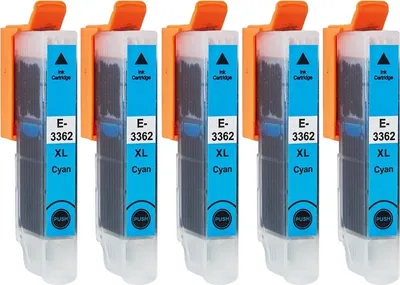 Image de 5 cartouches d'encre compatibles T3362, T33 XL cyan pour Epson Expression Premium XP-530, XP-540, XP-630, XP-635, XP-640, XP-645, XP-830, XP-900, XP-7100
