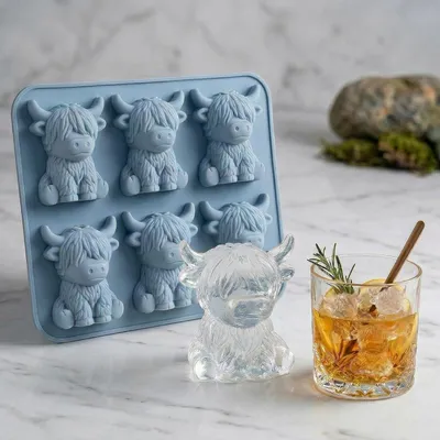 Produktbild von Eiswürfelform Silikon Highland Kuh, 3D Whisky Eiswürfel Form, für Cocktails & Getränke, leicht zu lösen, wiederverwendbar, Geschenk für Männer & Vater