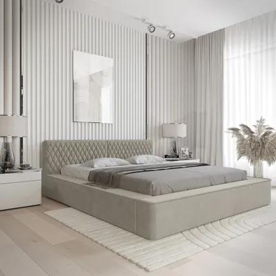 Produktbild von Polsterbett Doppelbett NORFOLK Komplettset 180x200cm in Stoff Ditra Graubeige