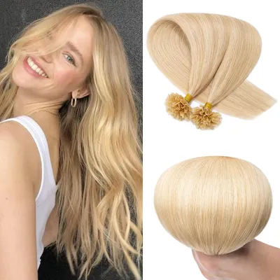 Produktbild von Echthaar-Haarverlängerungsset mit Keratin-Kleber, 100 Strähnen