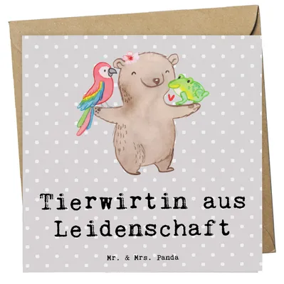 Produktbild von Mr. & Mrs. Panda Klappkarte Tierwirtin Leidenschaft - Grau Pastell - Geschenk, faltkarte, Grußkarte, Glückwunschkarte, Witzig, Spruch, doppelkarte, Bauernhof, anlasskarte