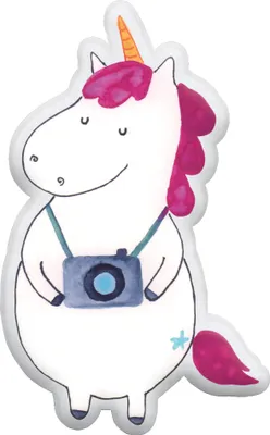 Produktbild von Mr. & Mrs. Panda Dekokissen Einhorn Fotograf 45 cm - Weiß - Geschenk, Einhörner, Reise, Kamera, Kuscheltier, Formkissen, Kurztrip, Plüschtier, Zierkissen, Unicorn, Urlaub