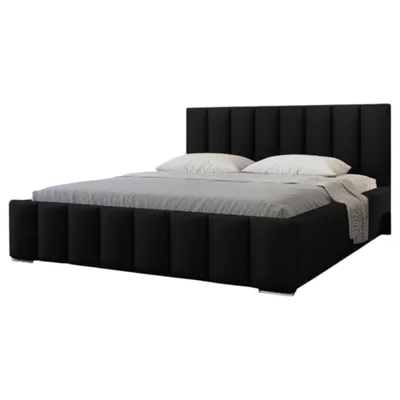 Obrázek produktu pro Postel Greta 160x200 s úložným boxem, Čalouněná Manželská postel, pevný lamelový rošt. Černá Velvet. Výrobce ADIDAR