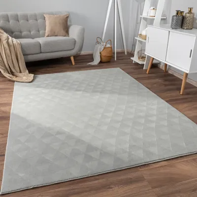 Image de Tapis salon à poils courts antidérapant design scandinave bohème uni géométrique dimensions 120 x 160 cm