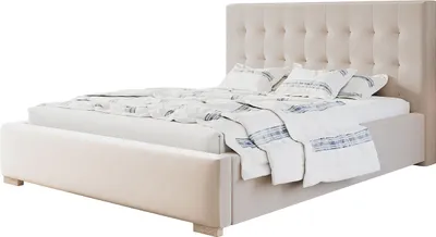 Produktbild von Polsterbett RIO mit Kopfteil, 140x200 cm, Doppelbett mit Bettkasten und Lattenrost aus Holz, Velourstoff, Farbe: Sand