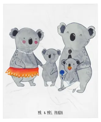 Produktbild von Mr. & Mrs. Panda Kuscheldecke Koala Familie - Weiß - Geschenk, Tagesdecke, Kunstfelldecke, Koalas, Bettüberwurf, Papa, Sofaüberwurf, Decke, Muttertag, Bettdecke, Mama