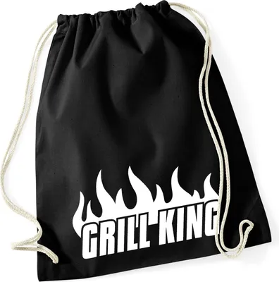 Produktbild von Huuraa Turnbeutel Grill King Flammen 12 Liter Black Baumwolle Rucksack Geschenkidee