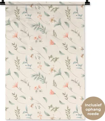 Produktbild von MuchoWow® Wandteppich Wandbehang Blumen - Pastell - Pflanzen 60x90 cm Tapisserie Dekoration Wandtuch - Foto-Teppich - Abwaschbar