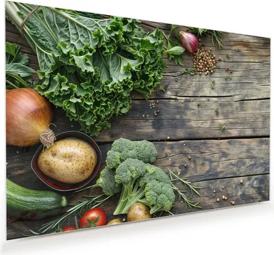 Produktbild von Glasbild 60x40cm in XXL für Wohnzimmer, Schlafzimmer Motiv Frisches Gemüse