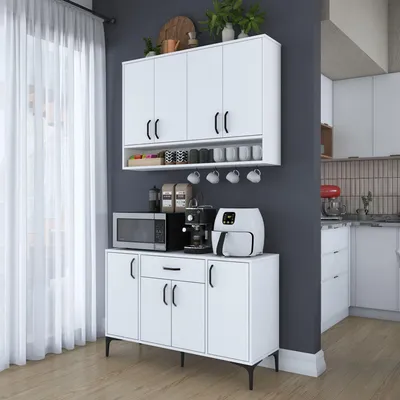 Produktbild von Skye Decor, JE205 - 3824, Kaffeestand, Weiß, 100% MELAMINBESCHICHTETE SPANNE, 120 x 40 x 160,4 cm
