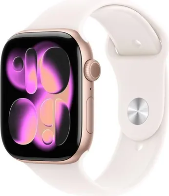 Produktbild von Apple Watch Series 11 GPS, 46mm, Rose Gold Aluminium Gehäuse, Light Blush Sportarmband S/M