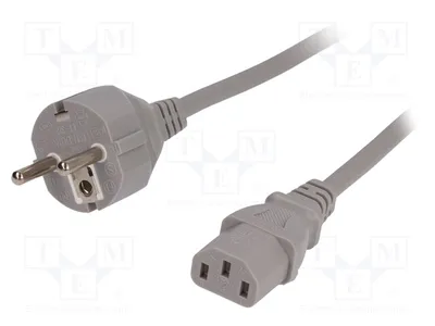 Image de 1 câble de 1,8 m, connecteur CEE 7/7 (E/F), prise femelle IEC C13, gris, PVC, pour alimentation d'ordinateurs