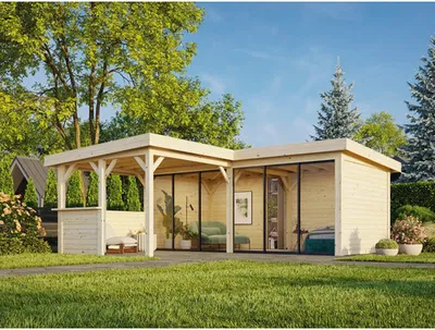 Produktbild von Pavillon Palmako Lenna Slide Plus 24,9 m² Set 722 588 x 588 cm tauchimprägniert braun