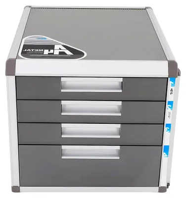Produktbild von Vierstöckiger Aktenschrank aus Aluminiumlegierung, abschließbarer Dokumentenorganizer für den Schreibtisch