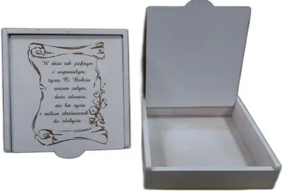 Zdjęcie produktu dla szkatułka drewniana  dla babci biała 21x21x5,5cm