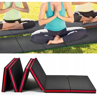 Productafbeelding van Opvouwbare gymnastiekmat, zachte vloermat, 116*40*2,5 cm. Dikke fitnessmat, turnmat met draagriem. Antislip yogamat, sportmat voor yoga, fitness en training