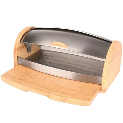 Produktbild von Brotkasten Holz mit Schneidebrett