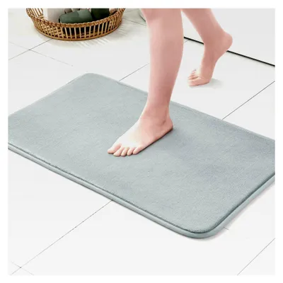 Produktbild von Einfarbige Badematte aus Memoryschaum, Badezimmerteppich, Duschvorleger, rutschfeste Matte für Badezimmer und Wohnzimmer, 60x90 cm, Hellgrau