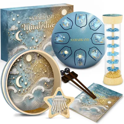 Produktbild von Musikinstrumente für Babys – Set mit Instrumenten – Ab 1 Jahr – Mit Musikbuch – Kalimba, Trommel, Rasseln